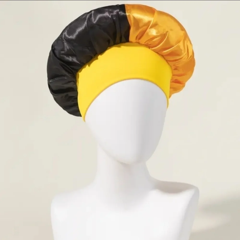New black and gold women's hair bonnet night cap